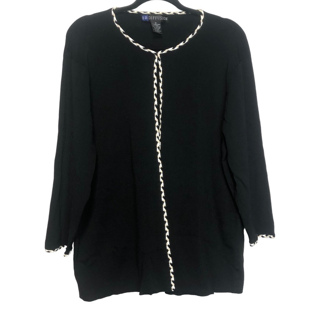 Vintage IB Diffusion 100% Wool Open Front Cardigan, size XL